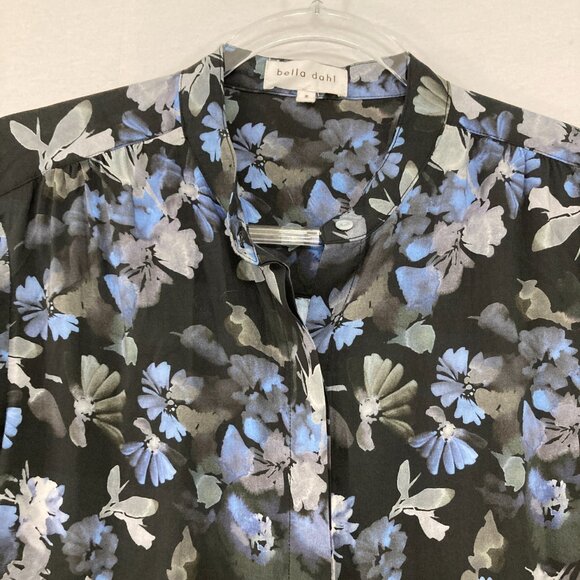 Bella Dahl size Small Black blue Floral Long Sleeve Button Up Feminine Preppy - Picture 3 of 12